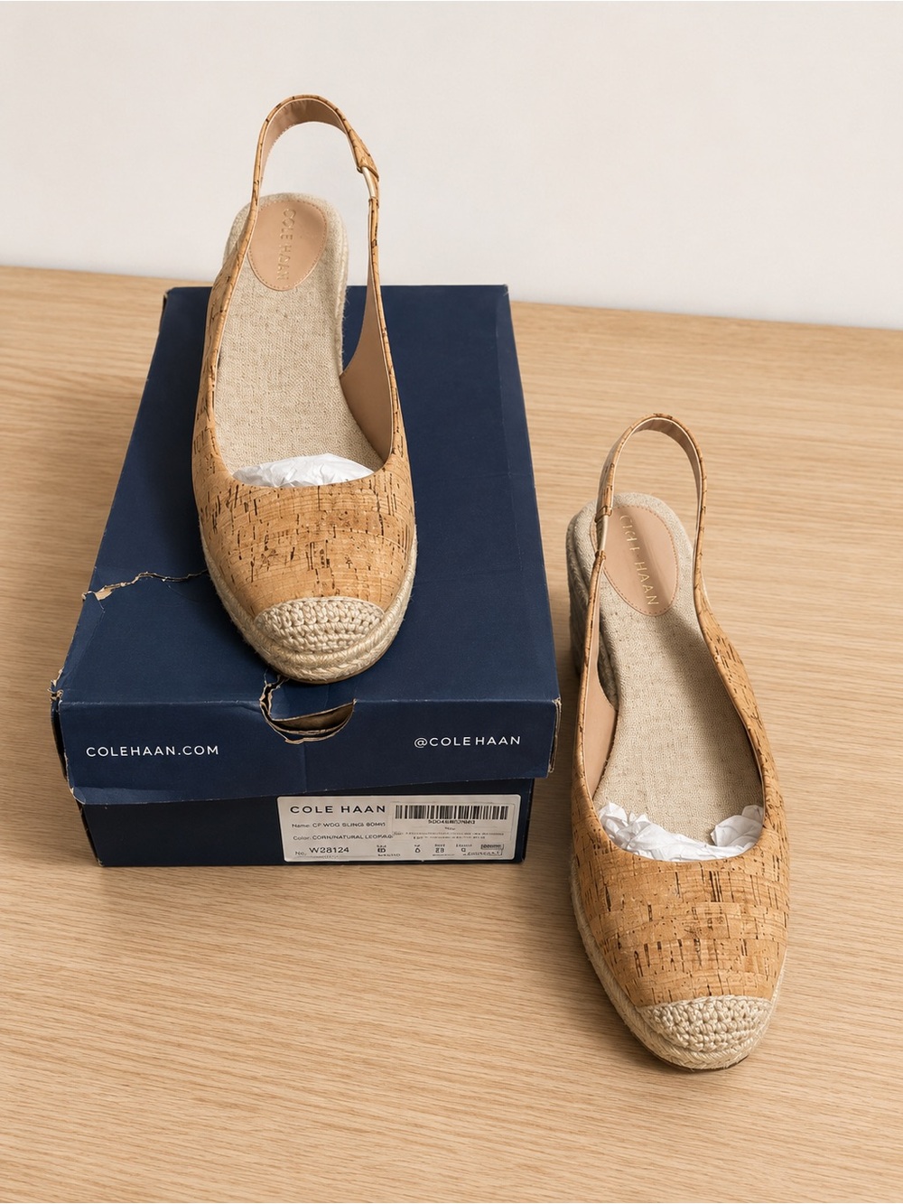 Cole Haan Cork Espadrille Slingbacks - platform wedge sandals Natural Tan